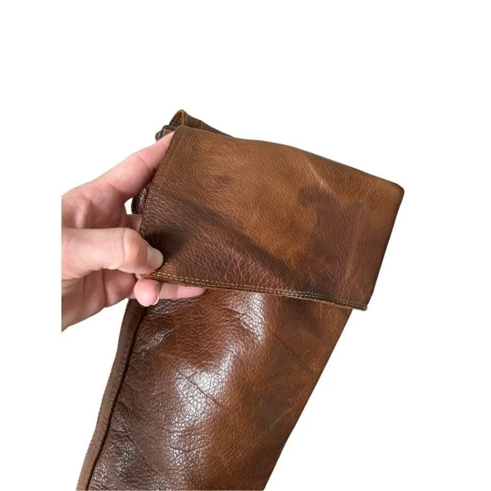 Frye Over‎ The Knee Western Leather Boots size 8 B Brown